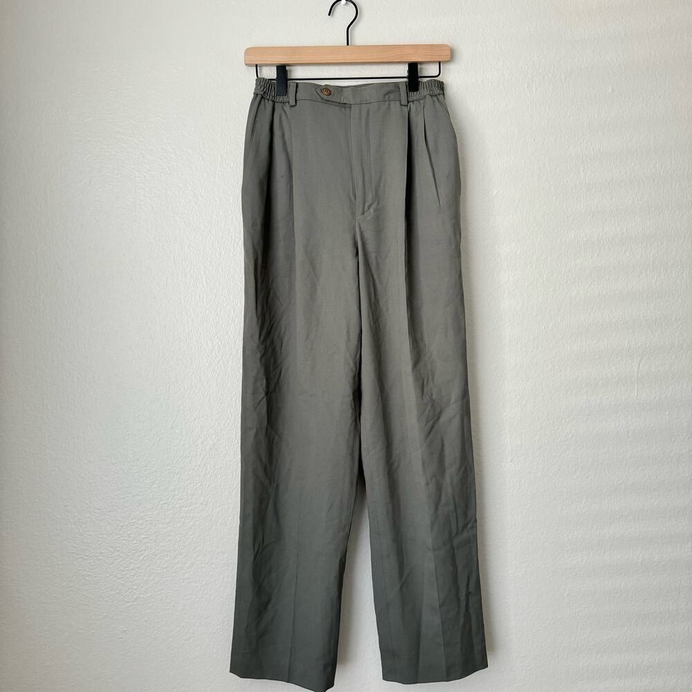 Nordstrom Women Gray Wool Blend Trouser Dress Pant Pleated Stretch Waist Size 10